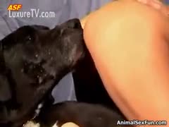 Sexy golden-haired cougar trades oral stimulation sex favors with an beast